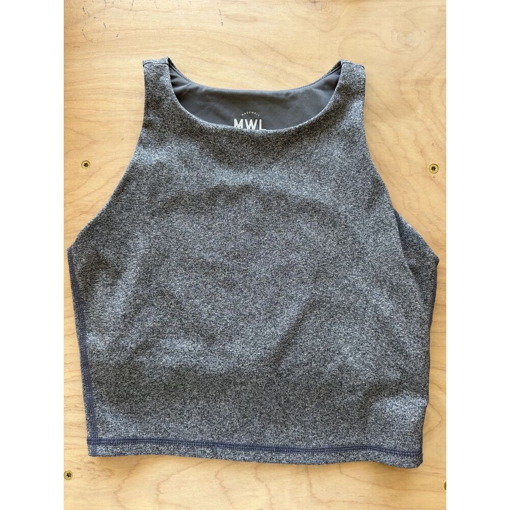 Madewell MWL Longline Sports Bra Tank Gray Heather XS Built-In Shelf Athleisure